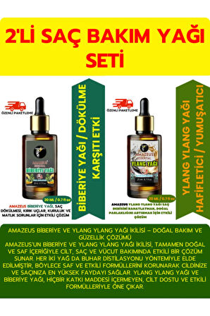 BİBERİYE YAĞI 20 ML, YLANG YAĞI 20 ML İKİLİSİ-%100 SAF VE DOĞAL UÇUCU YAĞLAR BAKIM SETİ (2X20 ML)