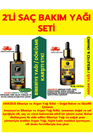 BİBERİYE VE ARGAN YAĞI İKİLİSİ – %100 SAF, DOĞAL, SOĞUK PRES VE VEGAN BAKIM SETİ (2X20 ML)