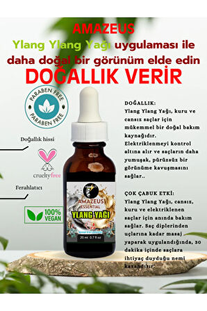 YLANG YLANG YAĞI (%100 SAF VE DOĞAL) BESLEYİCİ ETKİ 20 ML / 0.7 fl oz