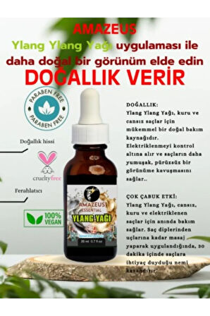 YLANG YLANG UÇUCU YAĞI 3'LÜ (%100 SAF VE DOĞAL) BESLEYİCİ ETKİ 3X20 ML / 2.03 Fl Oz