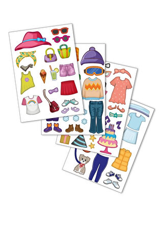 Bitmeyen Tükenmeyen Elbise Giydirme Temalı Tak Çıkar Sticker Boyama Kitabı