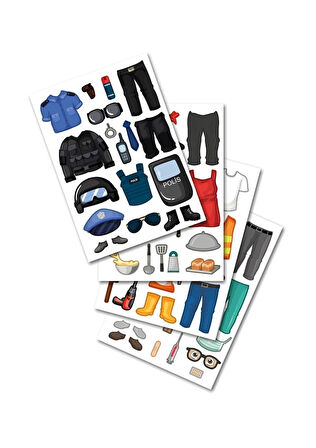 Bitmeyen Tükenmeyen Meslekler Temalı Tak Çıkar Sticker Boyama Kitabı