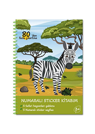 Bitmeyen Tükenmeyen Safari Temalı Tak Çıkar Numaralı Sticker Boyama Kitabı