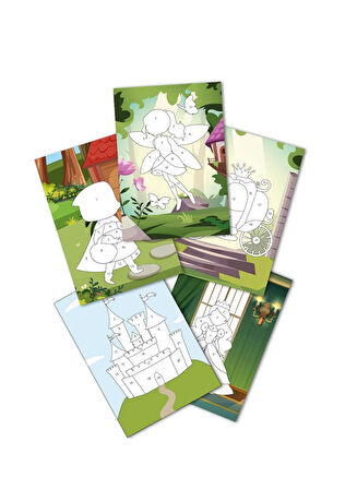 Bitmeyen Tükenmeyen Masal Temalı Tak Çıkar Numaralı Sticker Boyama Kitabı