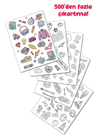 500+ Çocuk Sticker Boyama Kitabı 6’lı Keçeli Kalem Hediyeli Eğitici Etkinlik Kitabı