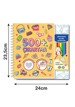 500+ Çocuk Sticker Boyama Kitabı 6’lı Keçeli Kalem Hediyeli Eğitici Etkinlik Kitabı