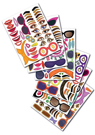 Makyaj & Yüz Tasarım Sticker Kitabı – 20 Sayfa Figür + 6 Sayfa Sticker