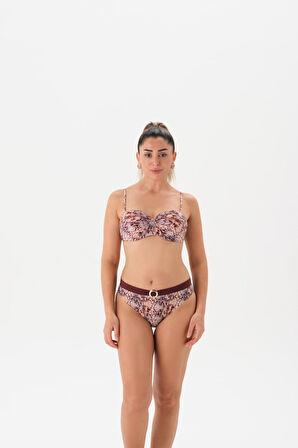 4216BK KAPLI STRAPLEZ BİKİNİ TK. Kahverengi