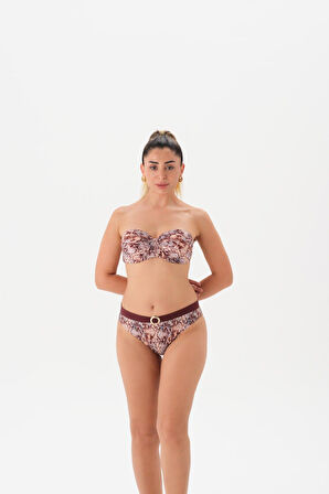 4216BK KAPLI STRAPLEZ BİKİNİ TK. Kahverengi
