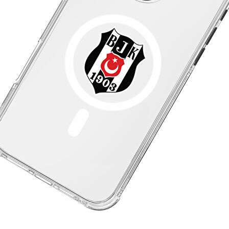 iPhone 16 Pro Beşiktaş Magsafe Logo Şeffaf Telefon Kılıfı