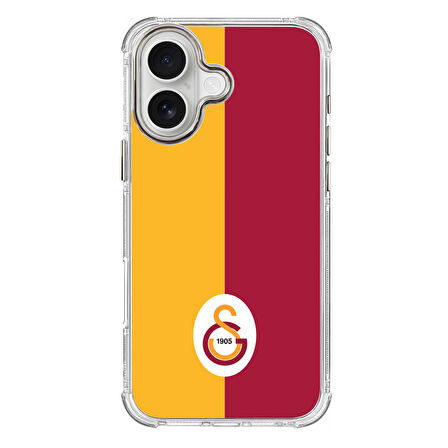 iPhone 16 Galatasaray Parçalı Logo Şeffaf Telefon Kılıfı