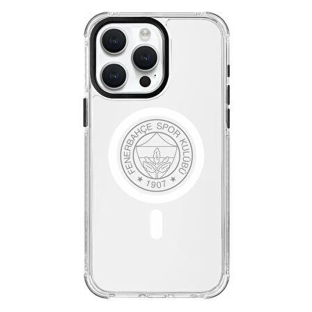 iPhone 15 Pro Max Fenerbahçe Magsafe Monochrome Logo Şeffaf Telefon Kılıfı