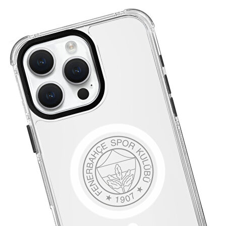 iPhone 15 Pro Max Fenerbahçe Magsafe Monochrome Logo Şeffaf Telefon Kılıfı