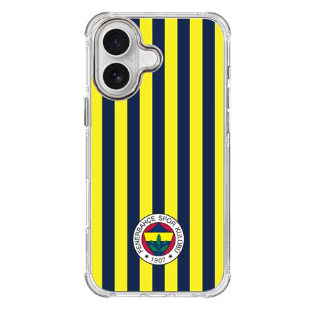 iPhone 16 Fenerbahçe Çubuklu Şeffaf Telefon Kılıfı