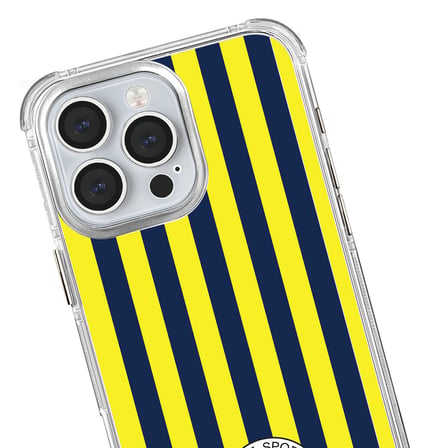 iPhone 16 Fenerbahçe Çubuklu Şeffaf Telefon Kılıfı