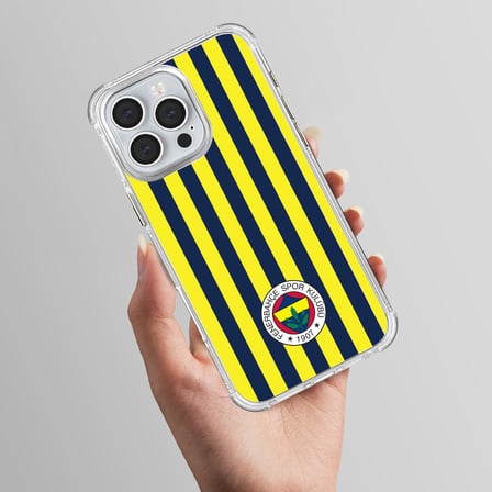 iPhone 14 Fenerbahçe Çubuklu Şeffaf Telefon Kılıfı