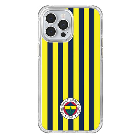 iPhone 13 Pro Max Fenerbahçe Çubuklu Şeffaf Telefon Kılıfı