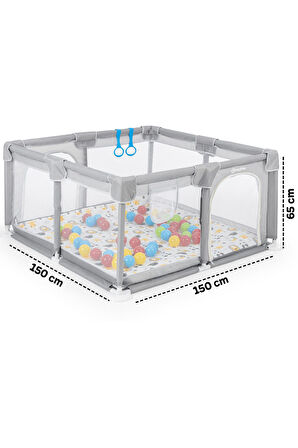 Playard Maxi Güvenli Bebek Ve Çocuk Oyun Alanı Oyun Parkı 150x150cm Oyun Matı Ve Topları
