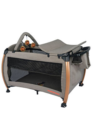 Maccon Goldie Alüminyum Kasa Park Yatak Sallanır Cibinlikli Oyun Parkı Beşik 70X110 Cm