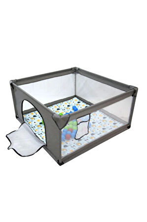 Premio Keten Güvenli Bebek Ve Çocuk Oyun Alanı Oyun Parkı 120x120 Oyun Matı Ve Topları Antrasit