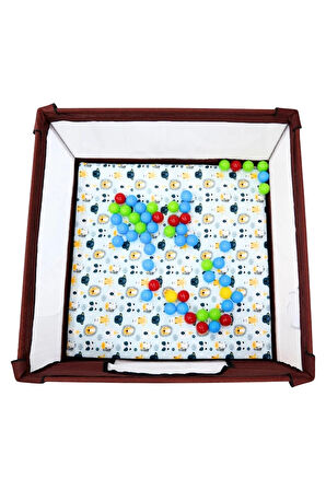 Premio Keten Güvenli Bebek Ve Çocuk Oyun Alanı Oyun Parkı 120x120 Oyun Matı Ve Topları Bordo