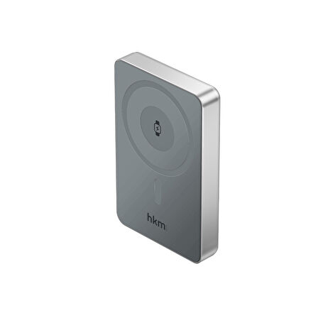 hkm tech MAG PRO Wireless 10.000 mAh 20W, MagSafe ve Saat Uyumlu Manyetik Kablosuz Powerbank, Gümüş Renk