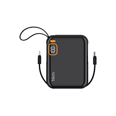 hkm tech POWER DUO 10.000 mAh 20W, PD 20W hızlı şarj destekli, Type-C ve Lightning Kablolu Powerbank