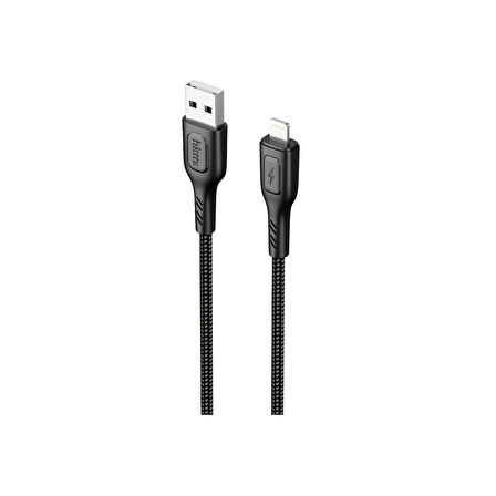 hkm tech KNIT 2A Çıkış, USB-A to Lightning Şarj ve Data Aktarım Kablosu, Örgü Tasarım, 1 metre