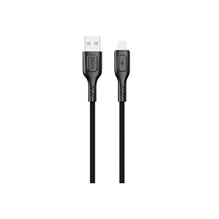 hkm tech KNIT 2A Çıkış, USB-A to Lightning Şarj ve Data Aktarım Kablosu, Örgü Tasarım, 1 metre