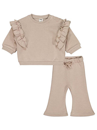 Civil Baby Fırfırlı 6-18 Ay Takım - Bej 12-18 Ay