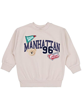 Civil Boys 96 College Nakışlı 2-5 Yaş Sweatshirt - Bej 2-3 Yaş