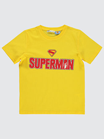 Süperman Erkek Çocuk Tişört 6-9 Yaş Sarı