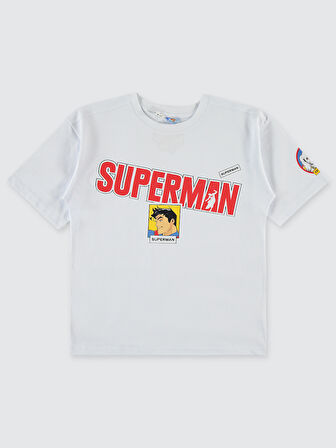 Superman Erkek Çocuk Tişört 10-13 Yaş Beyaz