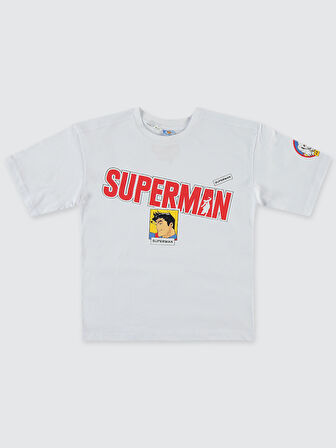 Superman Erkek Çocuk Tişört 10-13 Yaş Beyaz