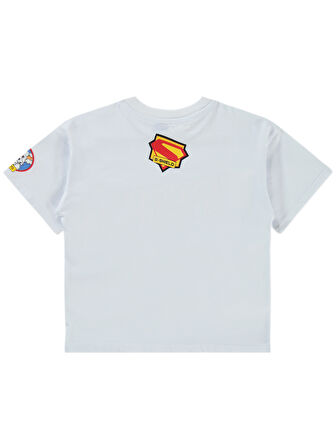 Süperman Erkek Çocuk Tişört 6-9 Yaş Beyaz