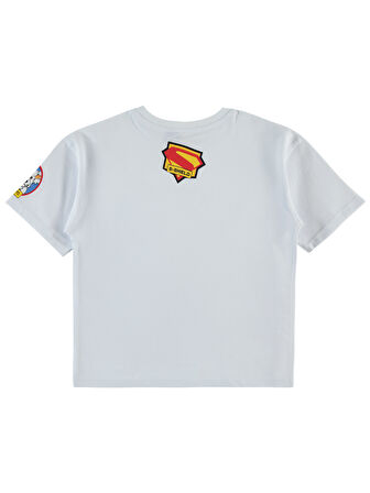 Süperman Erkek Çocuk Tişört 6-9 Yaş Beyaz