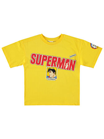 Süperman Erkek Çocuk Tişört 6-9 Yaş Sarı