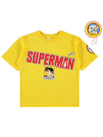 Süperman Erkek Çocuk Tişört 6-9 Yaş Sarı