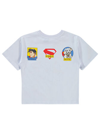 Süperman Erkek Çocuk Tişört 2-5 Yaş Beyaz