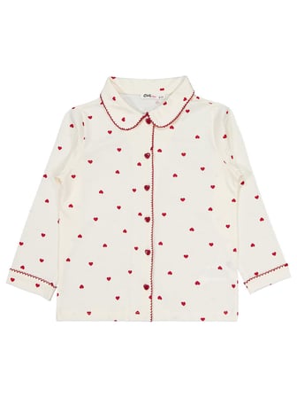 Civil Girls Kız Çocuk Kalpli 10-13 Yaş Pijama Takımı - Ekru