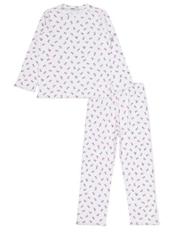 Civil Girls Çiçek Desenli 10-13 Yaş Pijama Takımı - Ekru 10-11 Yaş