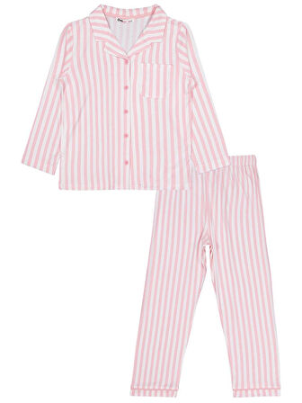 Civil Girls Çizgili 6-9 Yaş Pijama Takımı - Pembe 7-8 Yaş