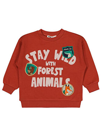 Civil Boys Stay Wıld Anımal Baskılı 2-5 Yaş Sweatshirt - Turuncu4-5 Yaş