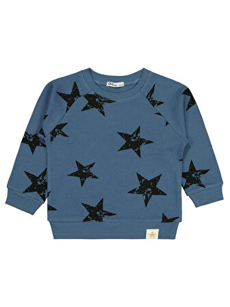 Civil Boys Yıldız Empirme Baskılı 2-5 Yaş Sweatshirt - Mavi 4-5 Yaş