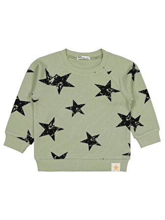 Civil Boys Yıldız Empirme Baskılı 2-5 Yaş Sweatshirt - Haki 5-6 Yaş