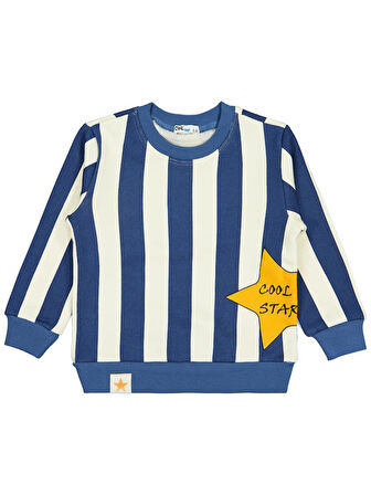 Civil Boys Çizgili Yıldız Baskılı 2-5 Yaş Sweatshirt - Mavi2-3 Yaş