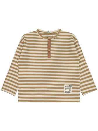 Civil Boys Çizgili Sahte Patlı 6-9 Yaş Sweatshirt - Kahverengi8-9 Yaş