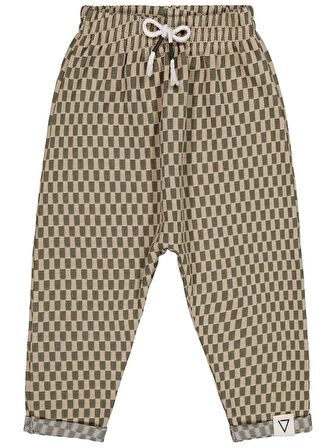 Civil Boys Dama Desenli 2-5 Yaş Pantolon - Haki 3-4 Yaş