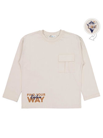 Civil Boys Lımıt Baskılı 10-13 Yaş Sweatshirt - Bej 10-11 Yaş