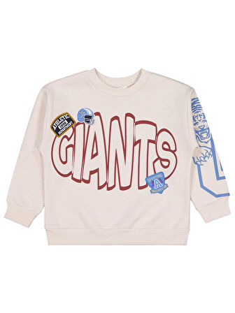 Civil Boys Gıants Baskılı -Etiketli 10-13 Yaş Sweatshirt - Bej 10-11 Yaş